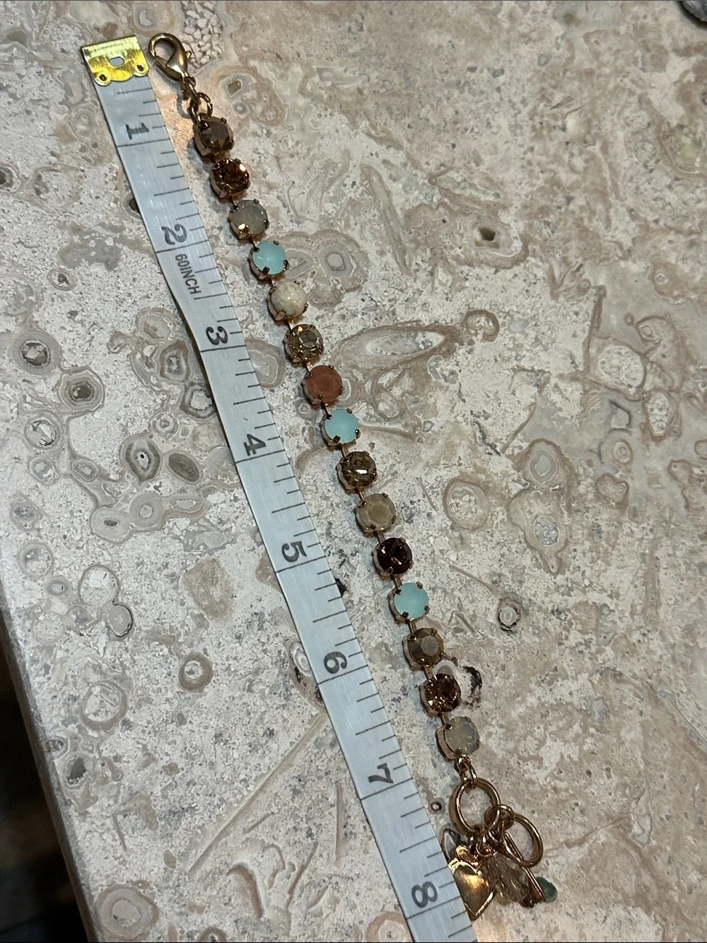 Mariana Gold-Tone Bracelet with Aqua, Brown and Cream Accents
